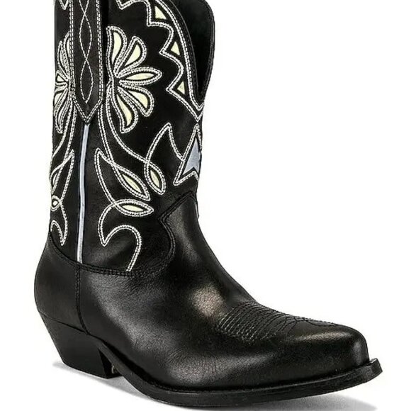Golden Goose Wish Star Boot in Black Yellow Sky Embroidery cowboy boot like new - Picture 5 of 9